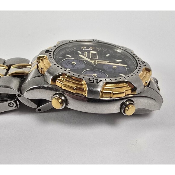 Vintage Seiko Sports 150 Chronograph Quartz 7T39 6A09 Watch Men's Black Dial - Picture 4 of 7